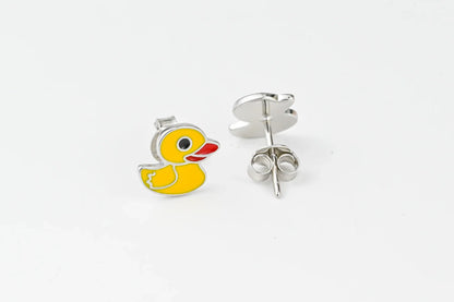 Kids Silver Stud Earrings Duckling