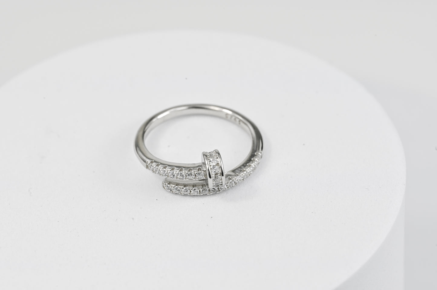 Nail Wrap Ring with Cubic Zirconia Stones