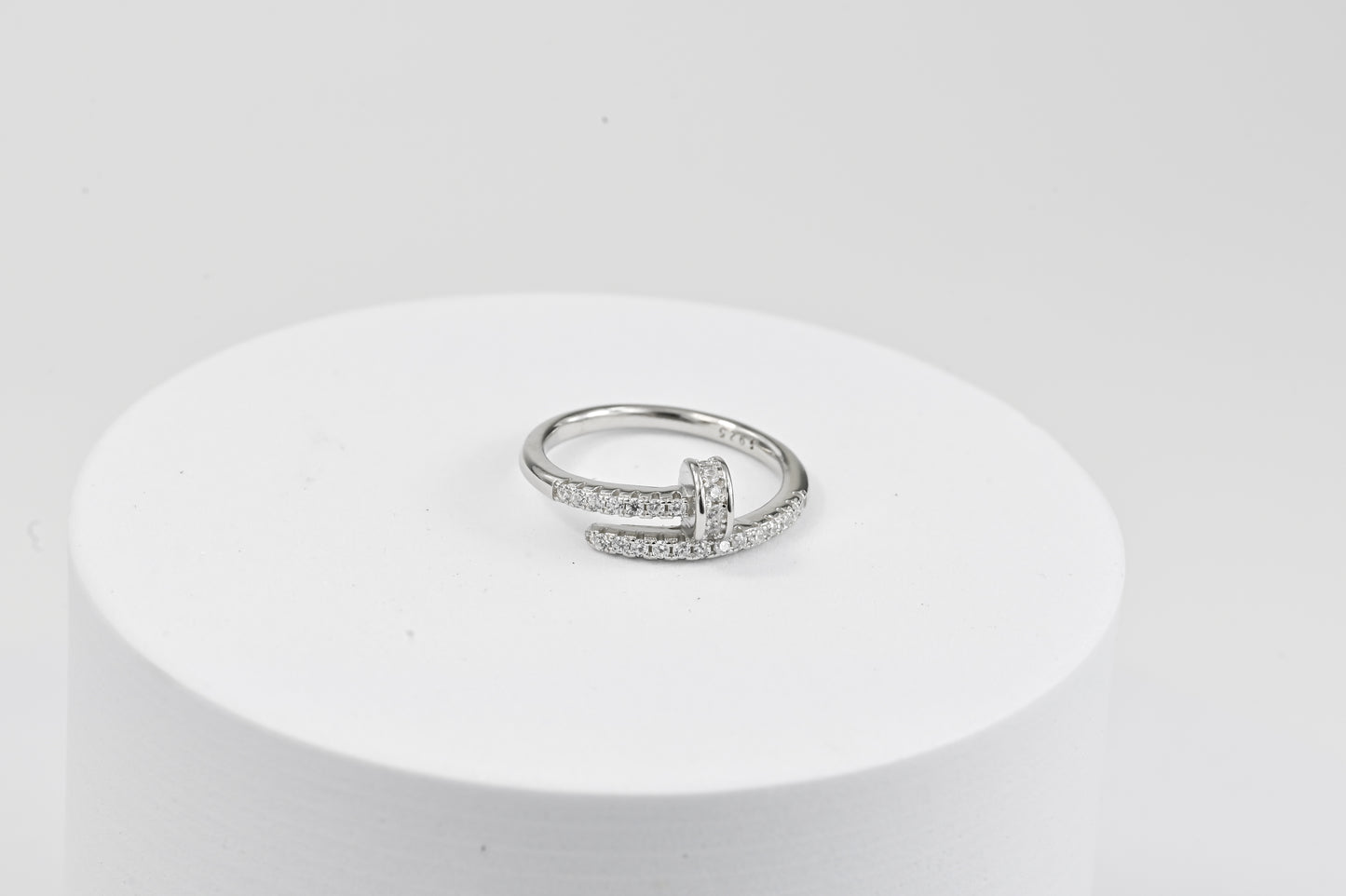 Nail Wrap Ring with Cubic Zirconia Stones