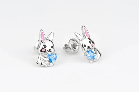 Silver Stud Kids Earrings Rabbit