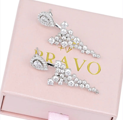 Silver Transformer Earrings with Zirconia stones