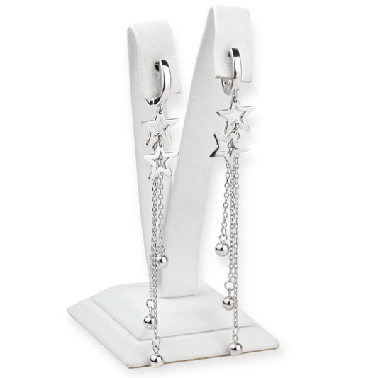 Silver Dangle Earrings Stars