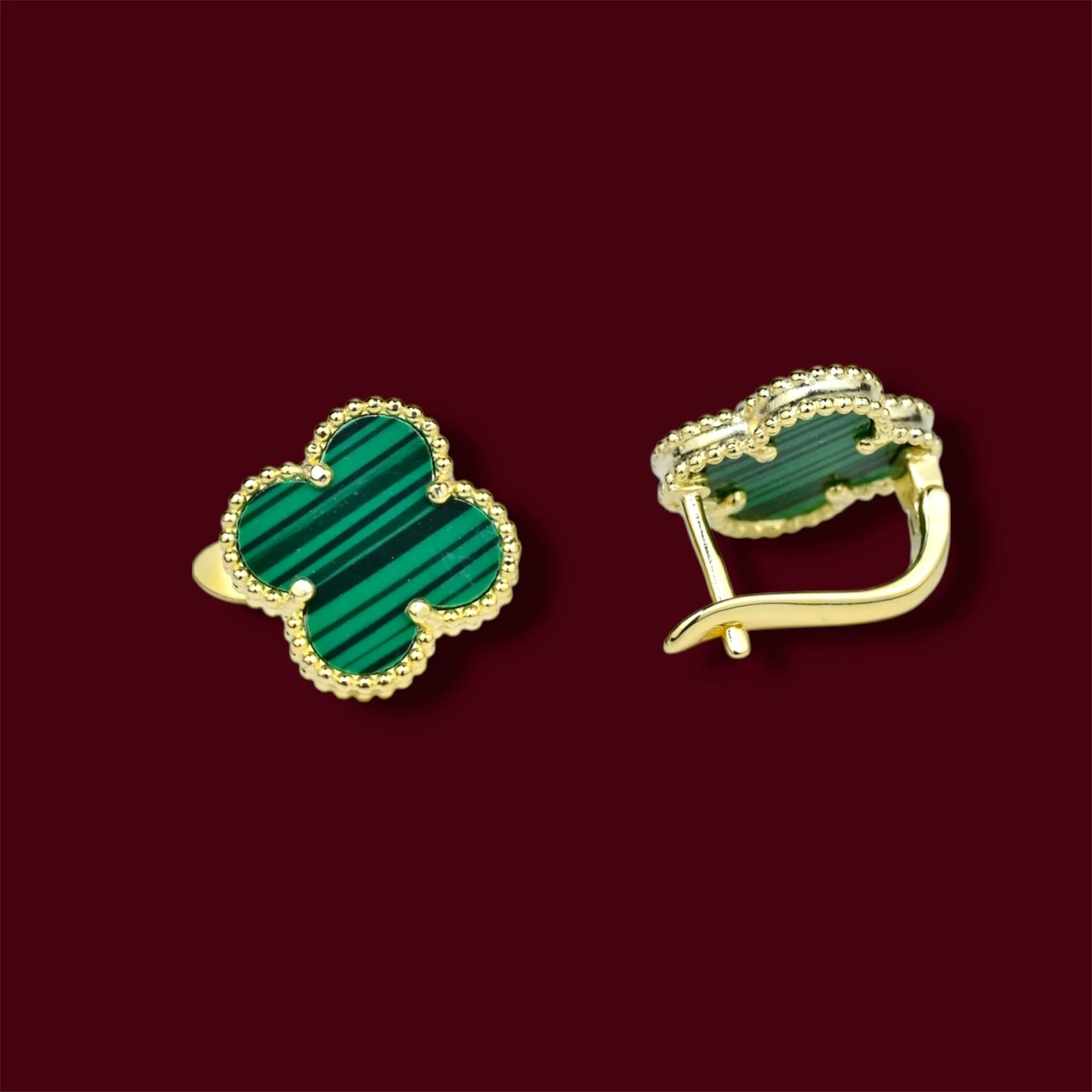 Silver 925 Gold Plated Clover Earrings