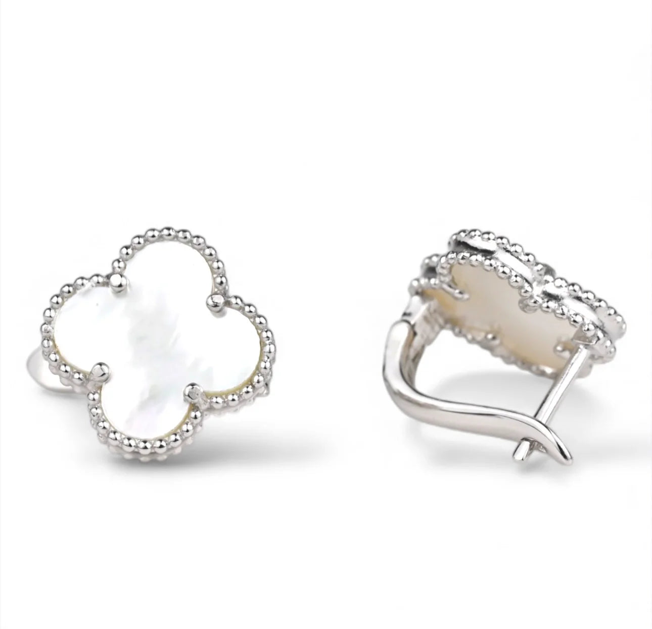 Clover Mother of Pearl Silver Earrings