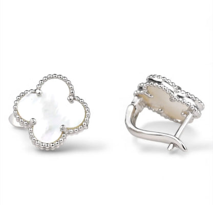 Clover Mother of Pearl Silver Earrings