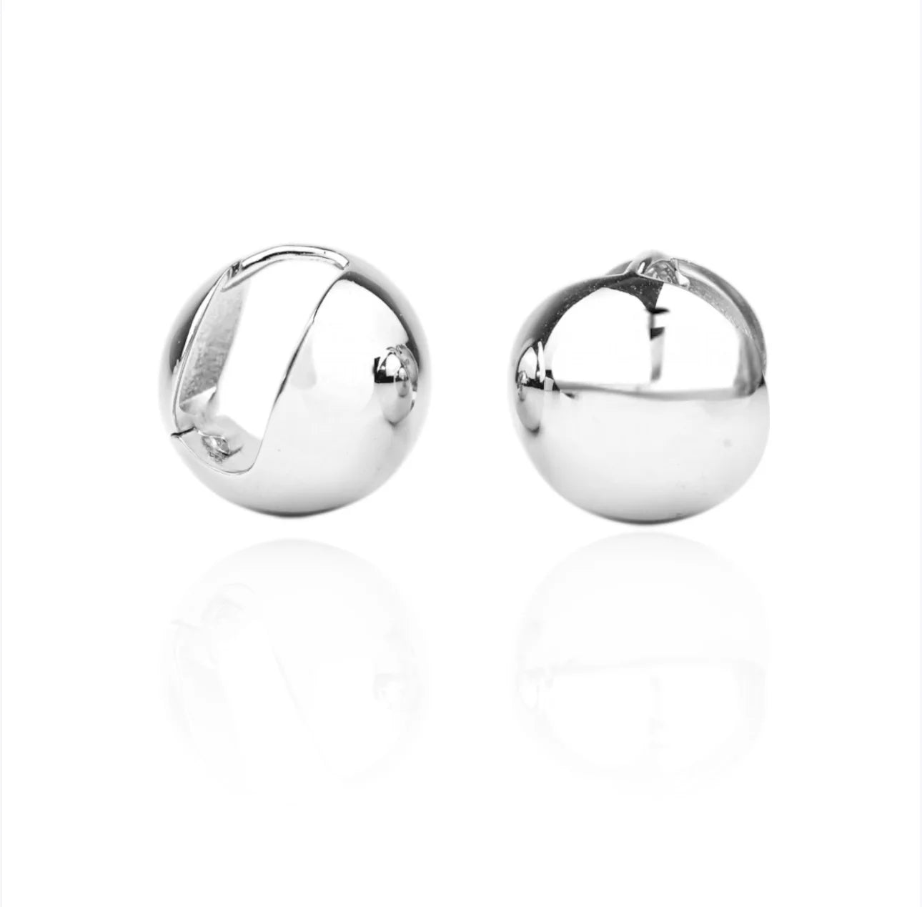 Silver Earrings Spheres