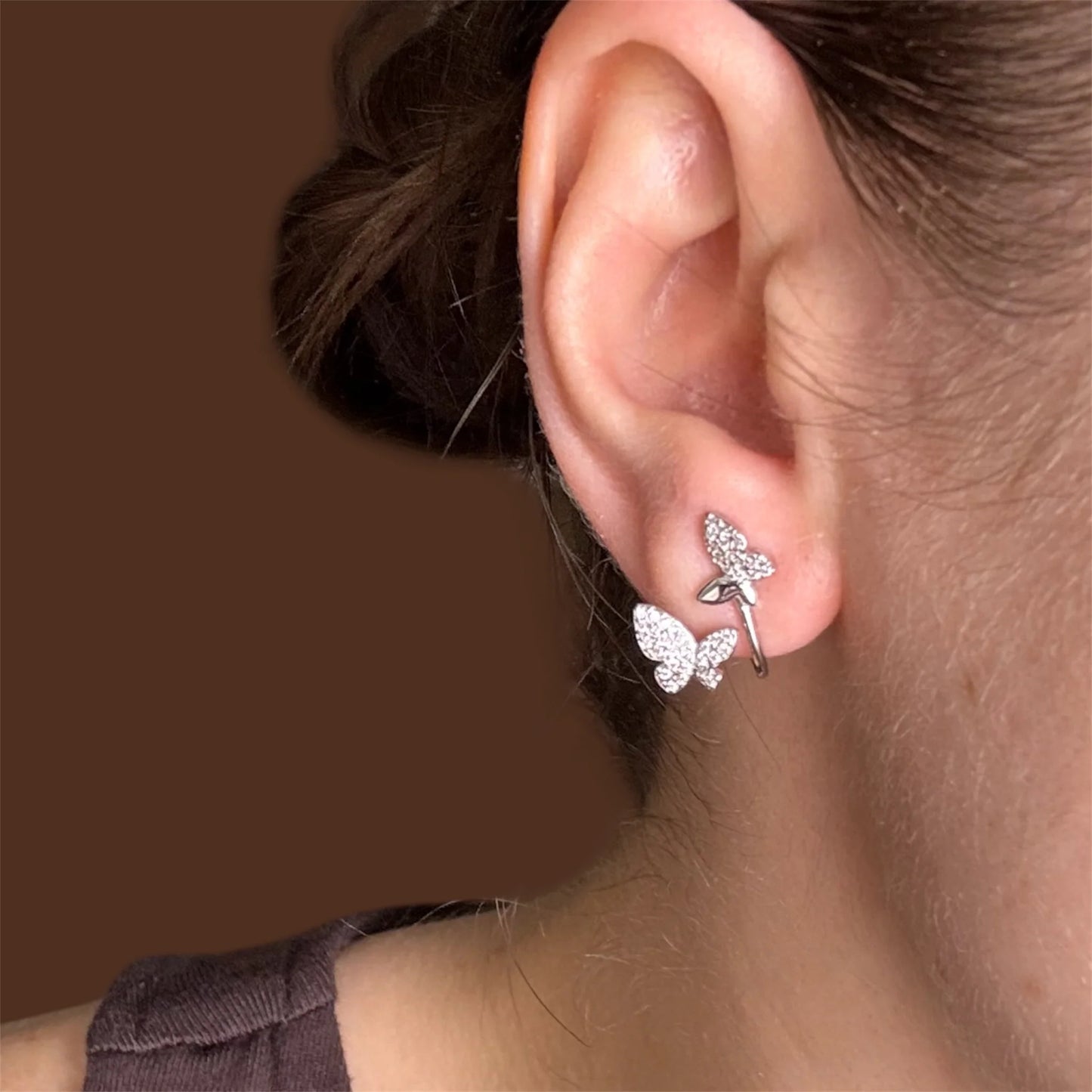 Silver Earrings Butterfly