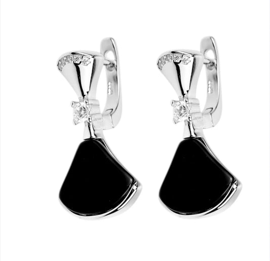 Silver Set Black Enamel