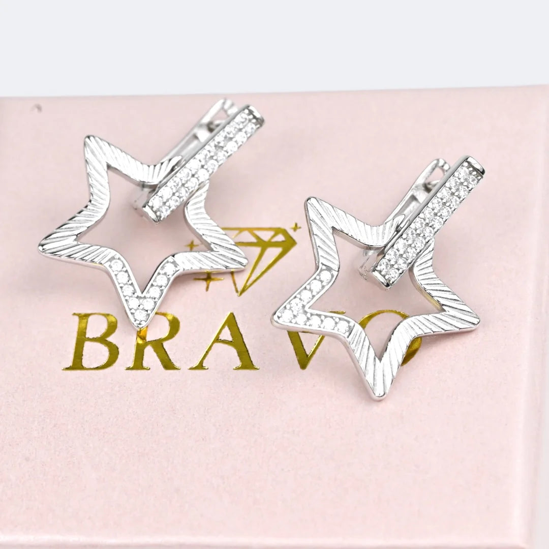 Silver Earrings Stars