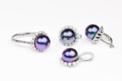 Silver Set Iridescent Pearl