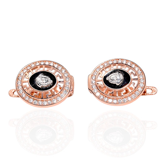 Silver Earrings Round Design Rose Gold Plated