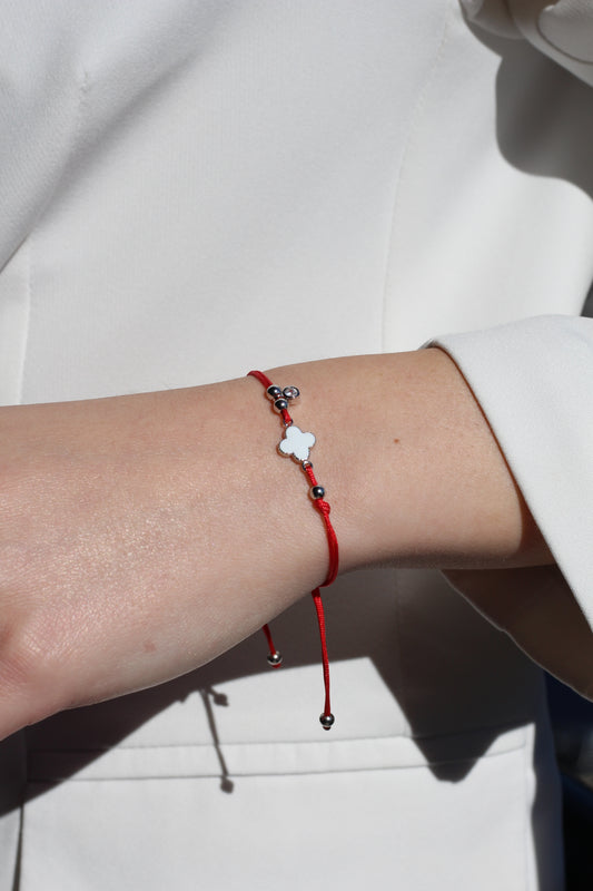 Bracelet Red Thread White clover