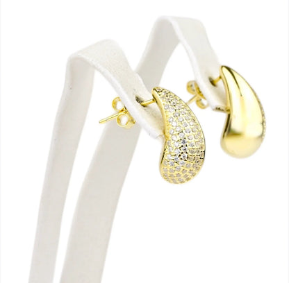 Silver Drop Earrings Yellow Gold Plated