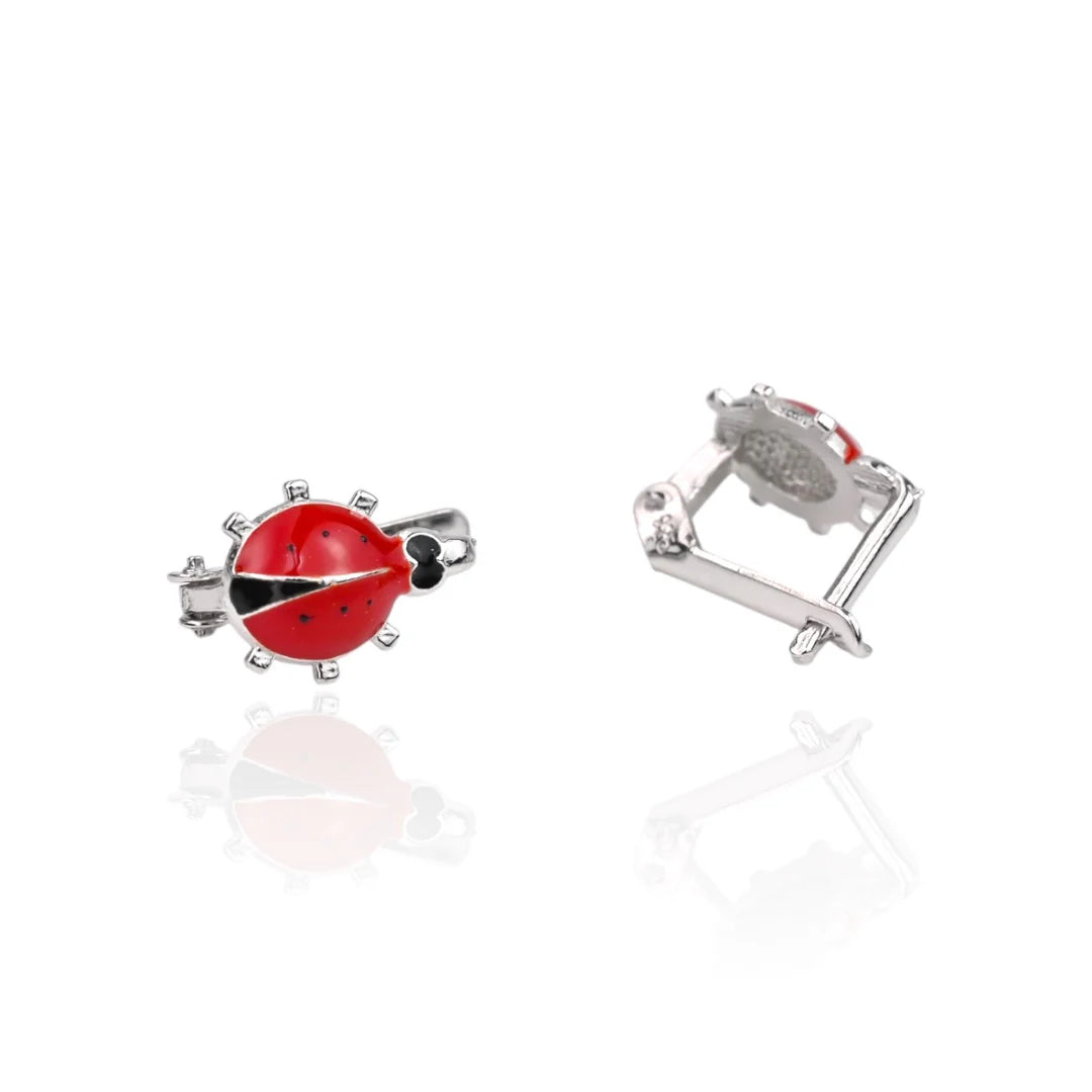 Kids Silver Earrings Ladybug
