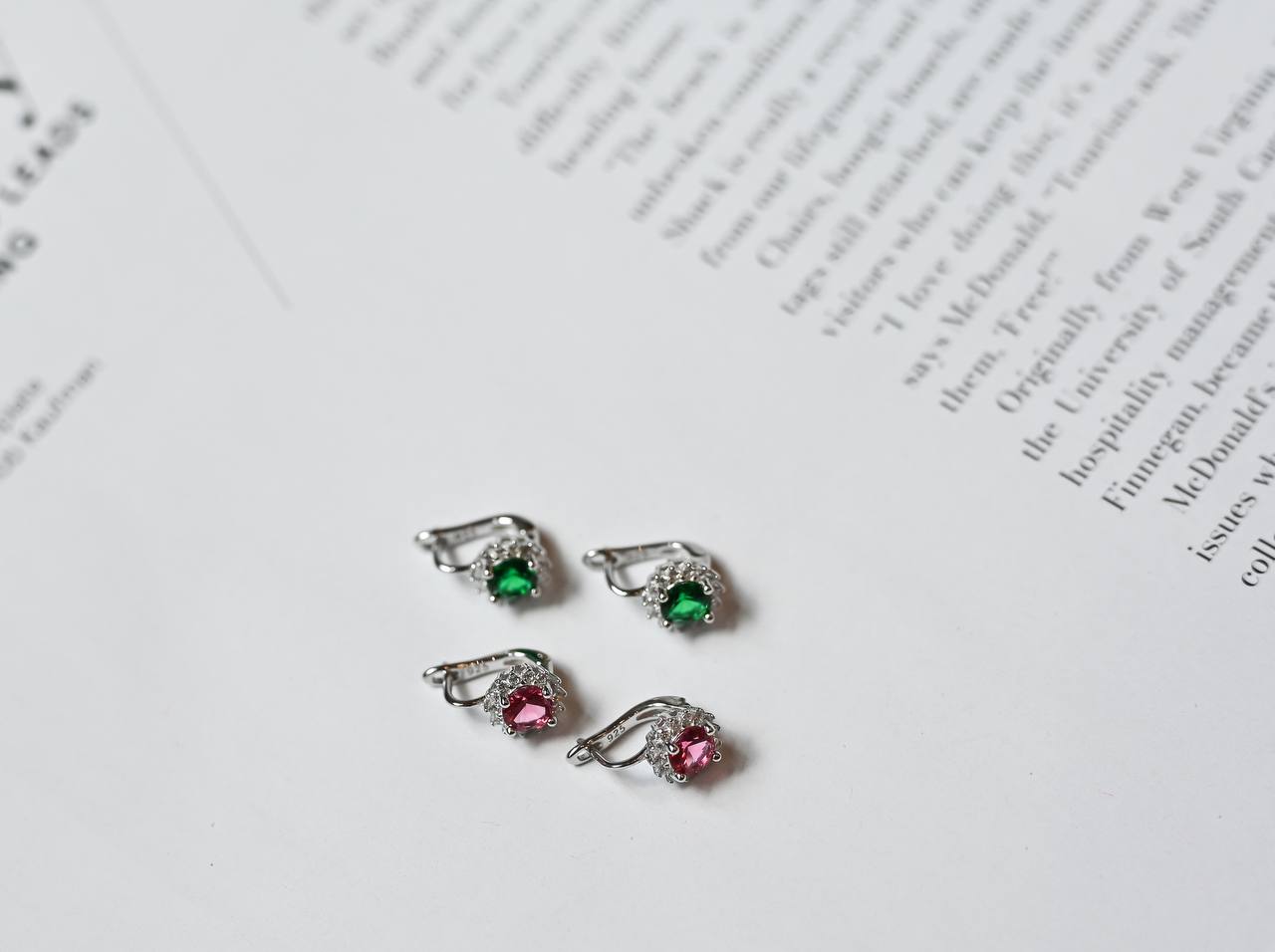 Kids Earrings with Green Zirconia stone