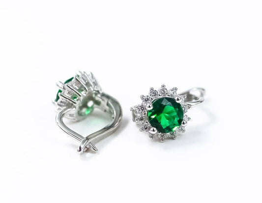 Kids Earrings with Green Zirconia stone