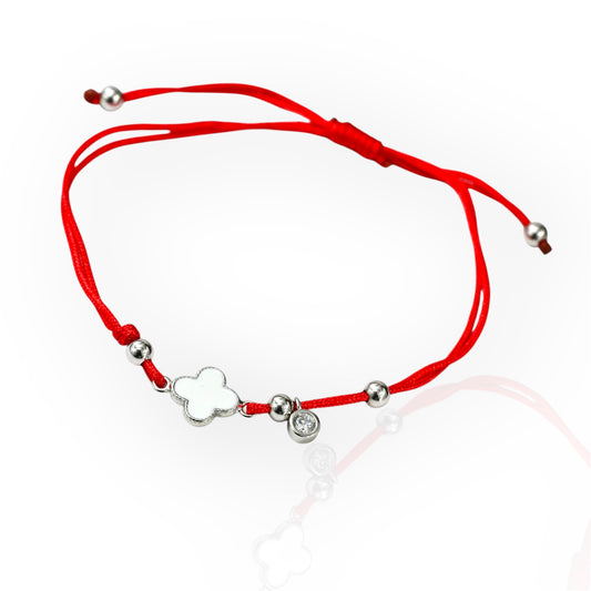 Bracelet Red Thread White clover