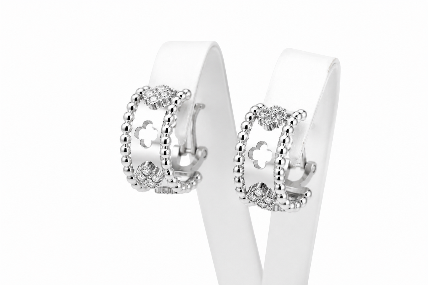 Silver Earrings with Flowers