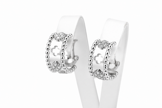 Silver Earrings with Flowers