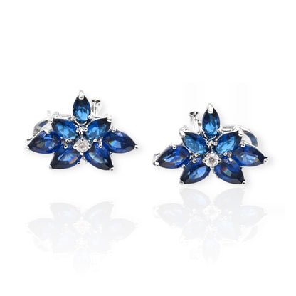 Lab Sapphire Silver Earrings