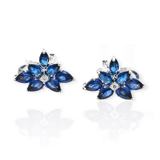 Lab Sapphire Silver Earrings