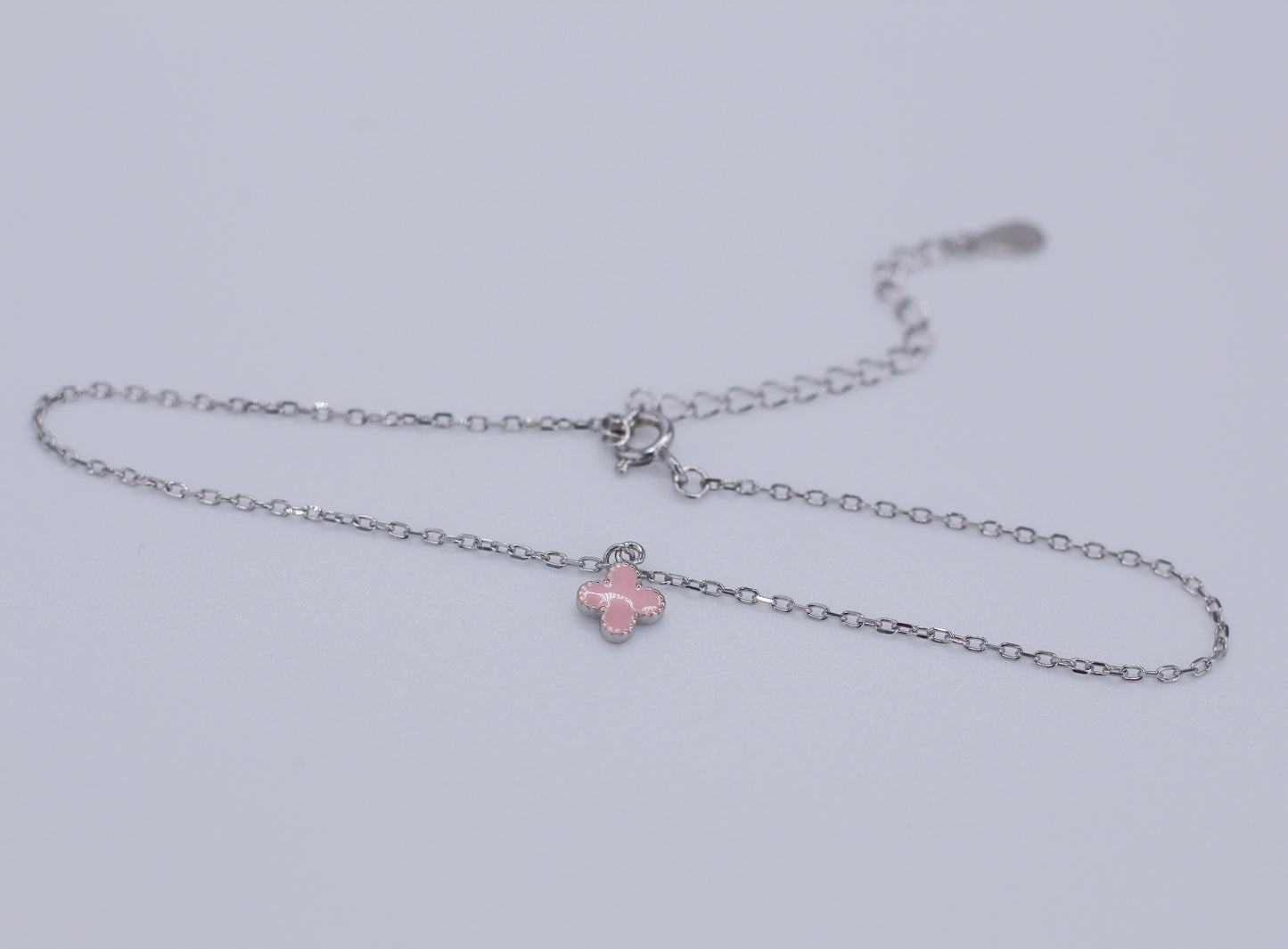 Anklet with pink/green heart or flower