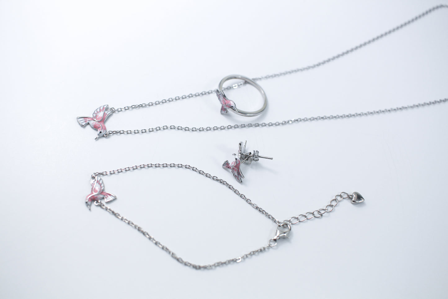 Dainty Hummingbird Jewelry Set