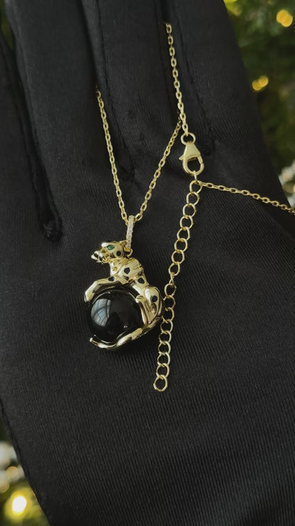 Gold Plated Silver Necklace Panther