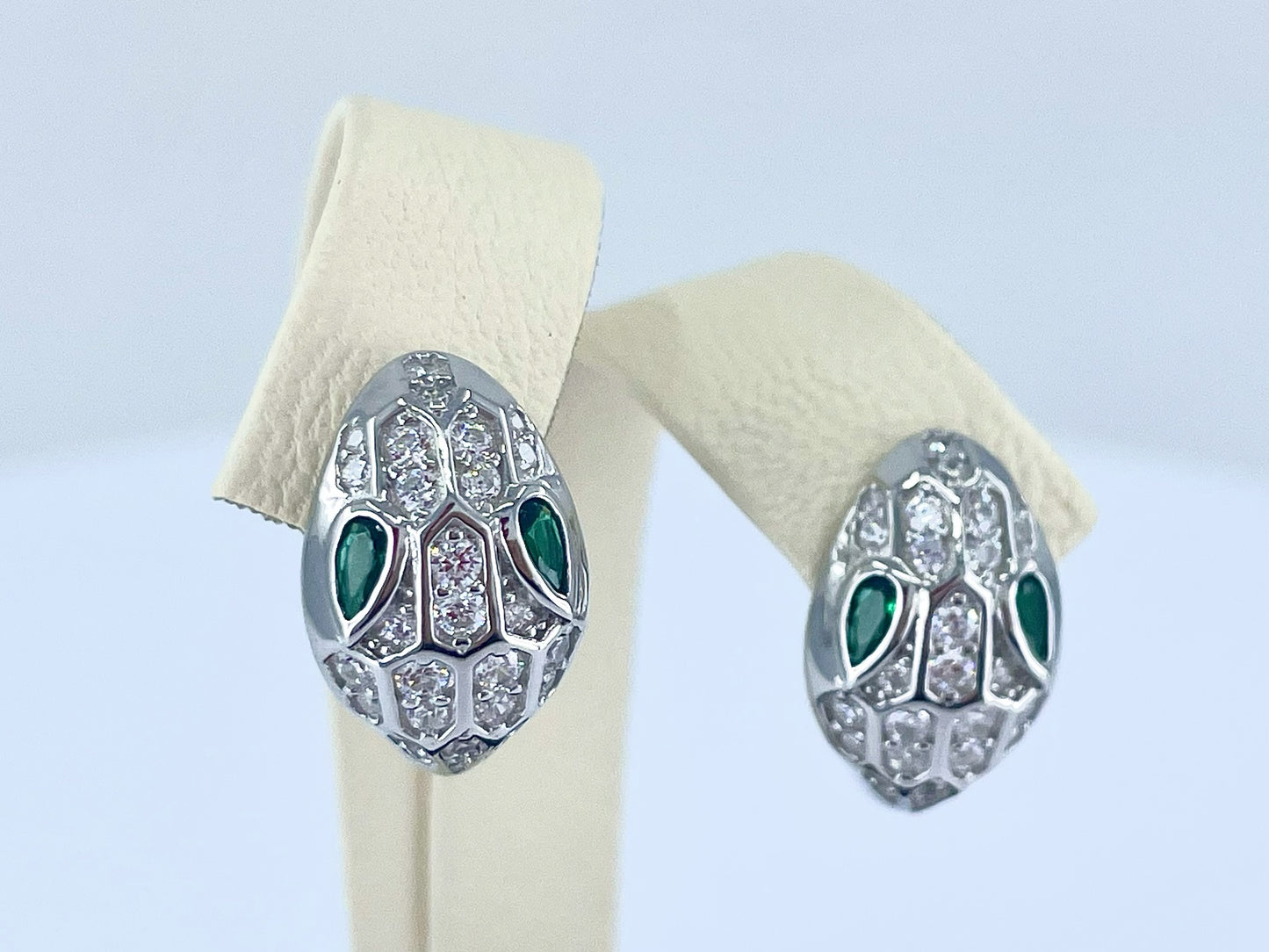 Green Eyed Snake Earrings