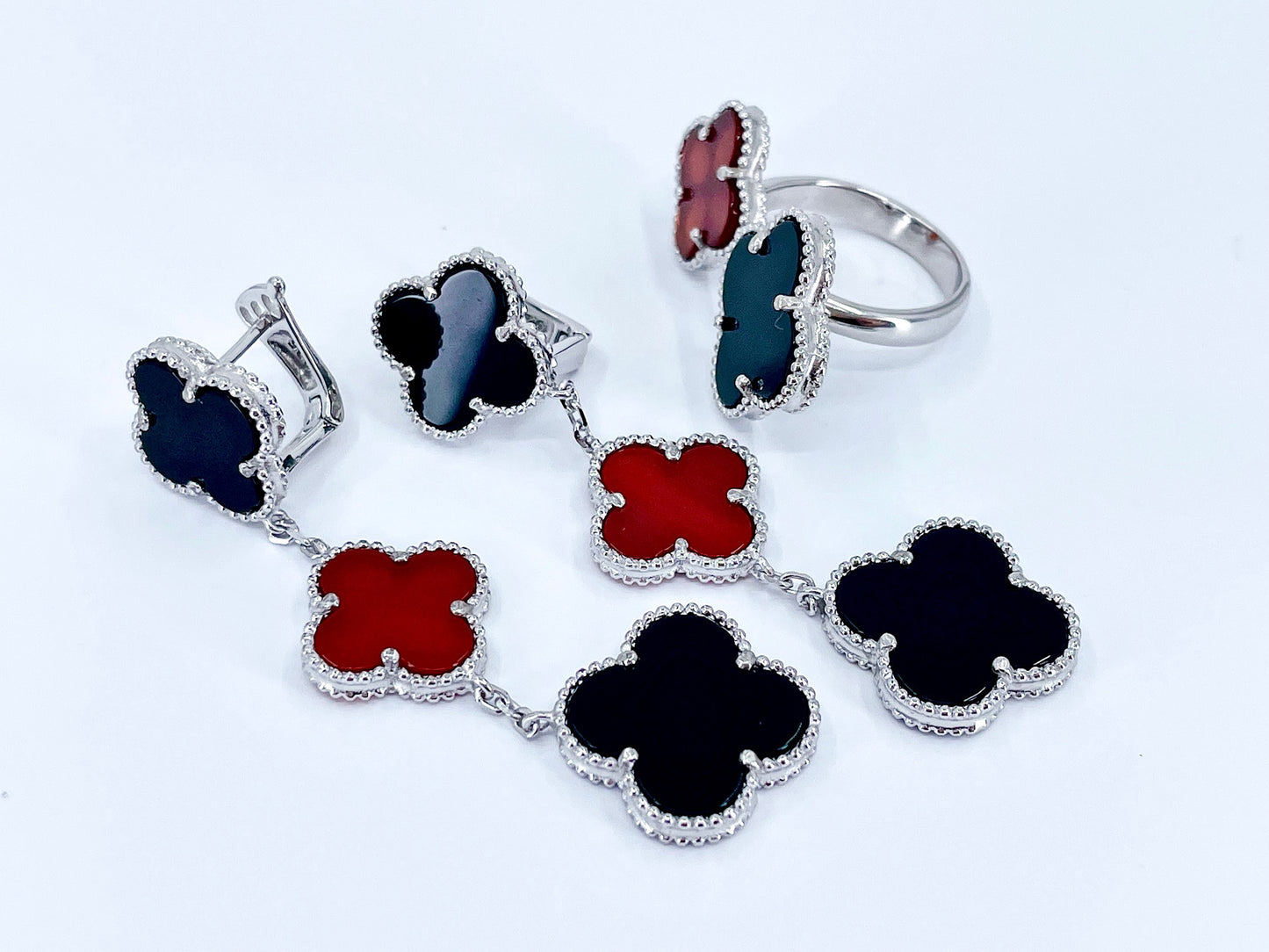 Earrings and Ring Clover Set