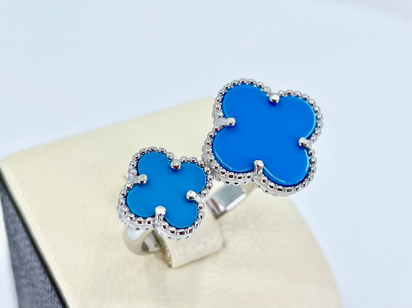 Blue Double Clover Rings