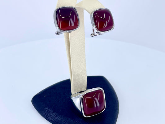 Burgundy Cubic Jewelry Set