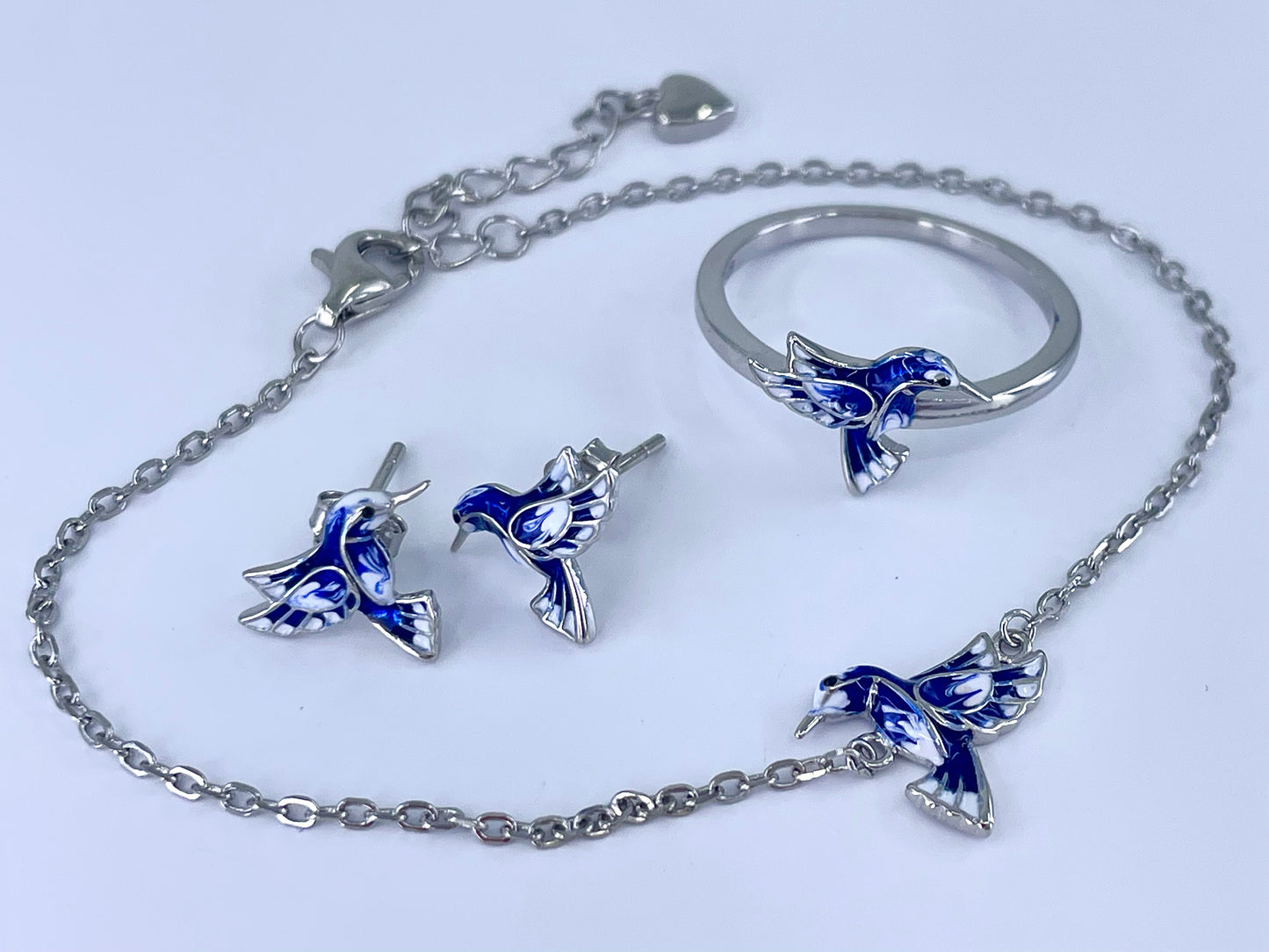 Dainty Hummingbird Jewelry Set