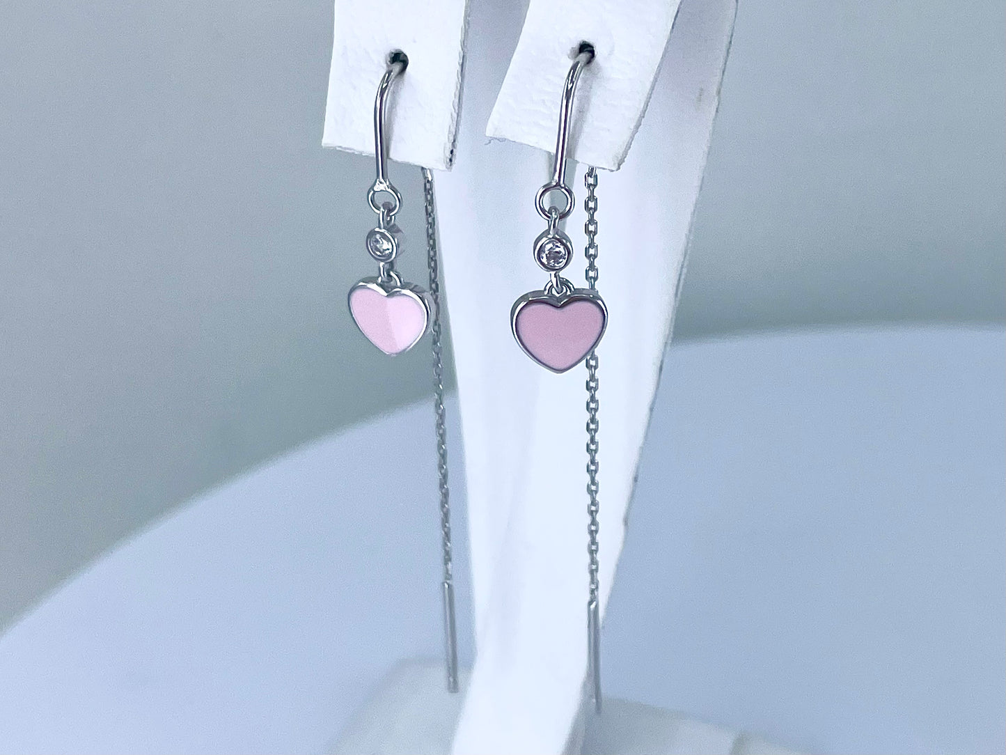 Simple Colored Heart Threader Earrings