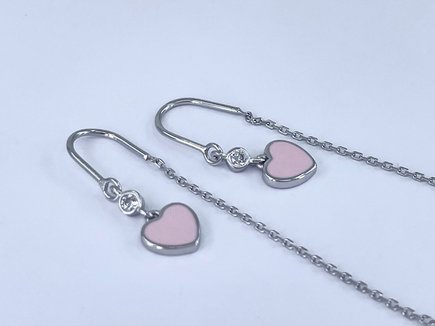 Simple Colored Heart Threader Earrings