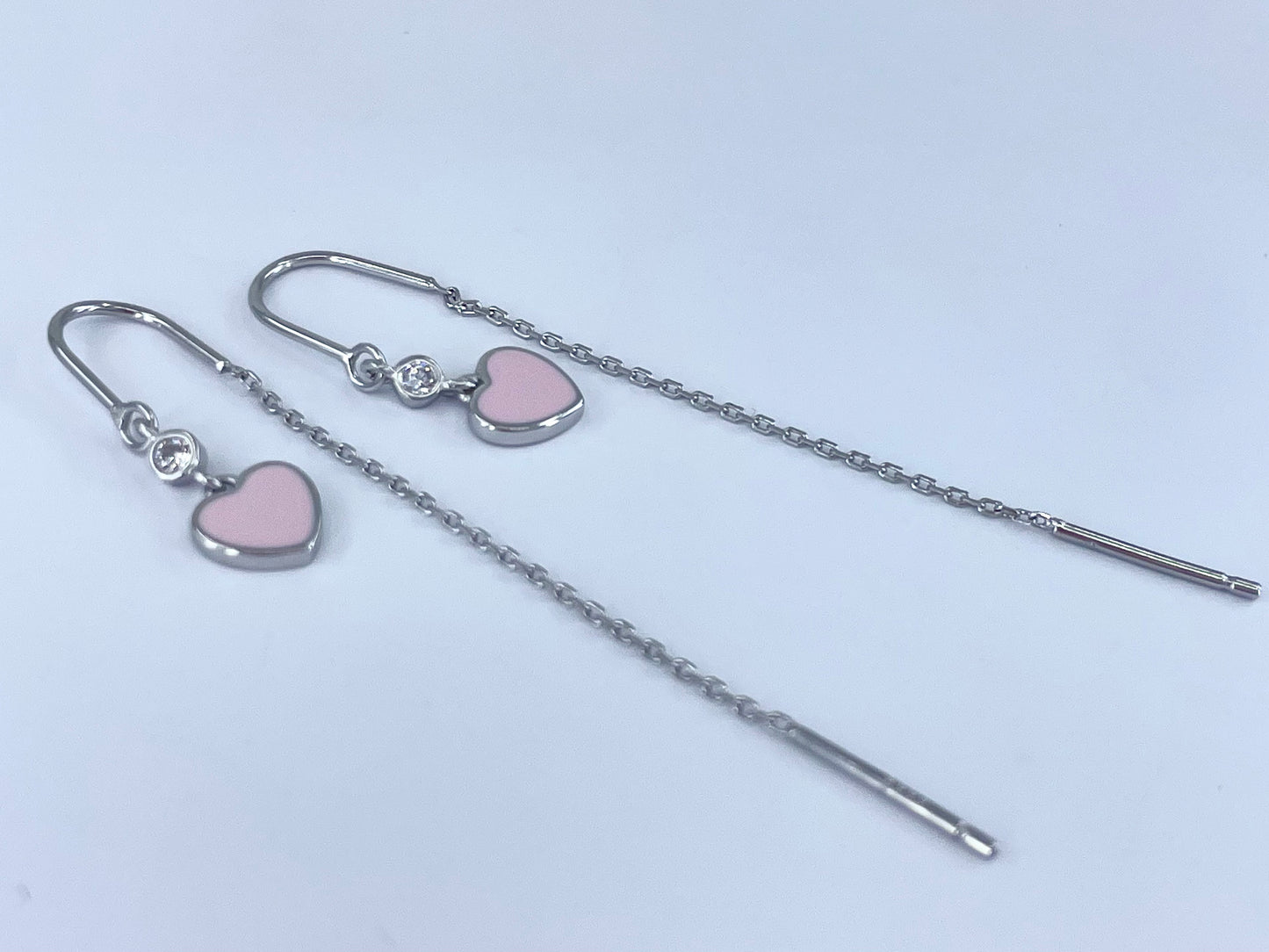 Simple Colored Heart Threader Earrings
