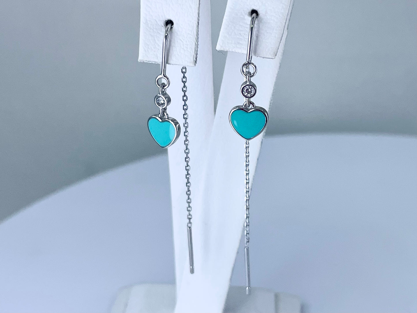 Simple Colored Heart Threader Earrings