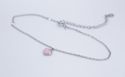 Anklet with pink/green heart or flower