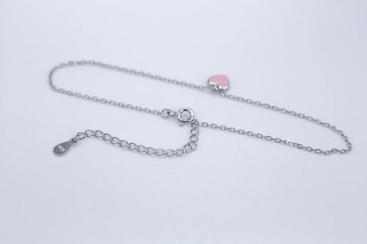 Anklet with pink/green heart or flower