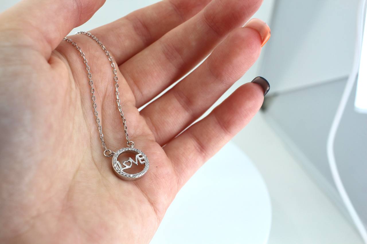 Love Circular Pendant Necklace Heart