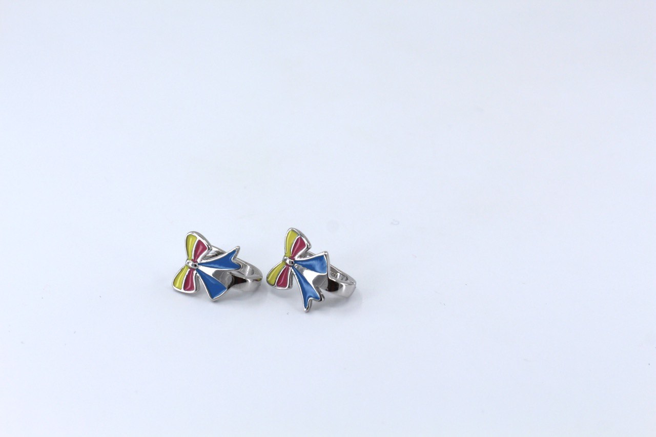 Tri-color Children's Bow Enamel Earrings