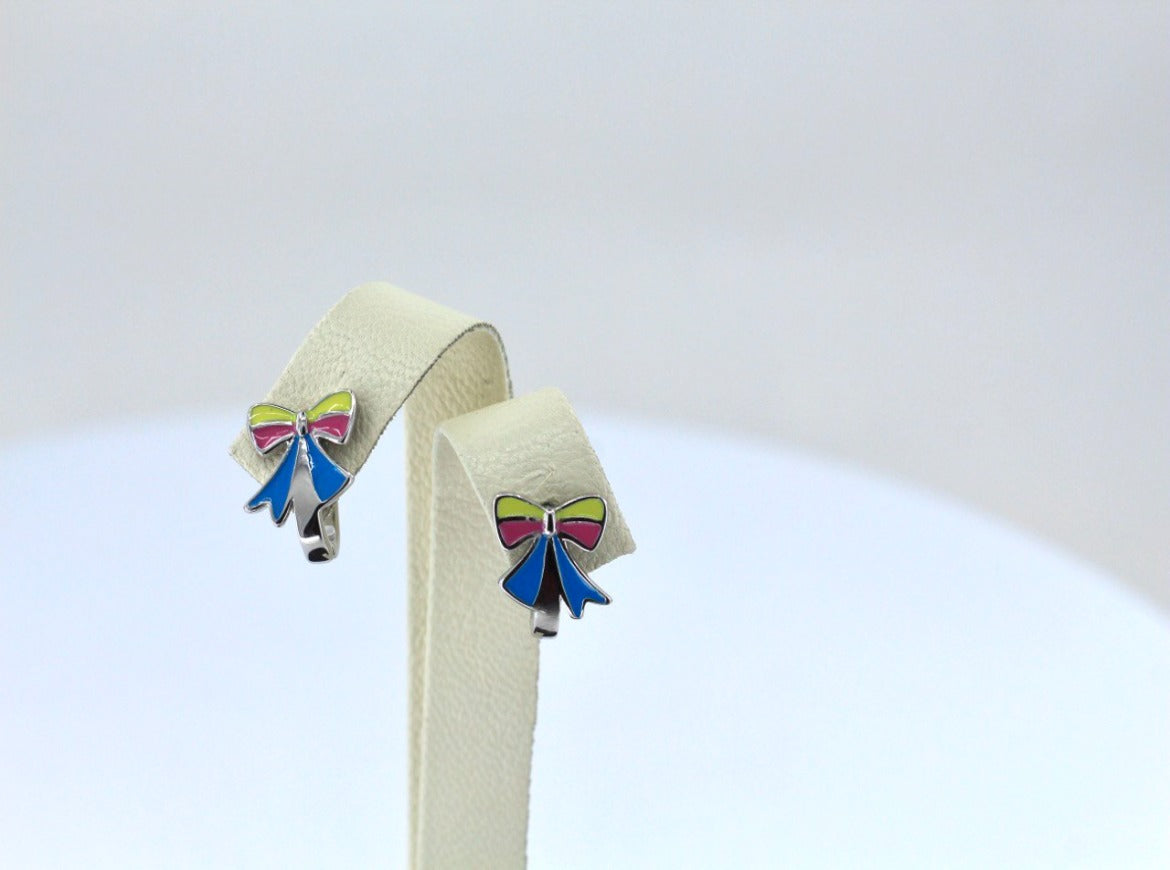 Tri-color Children's Bow Enamel Earrings